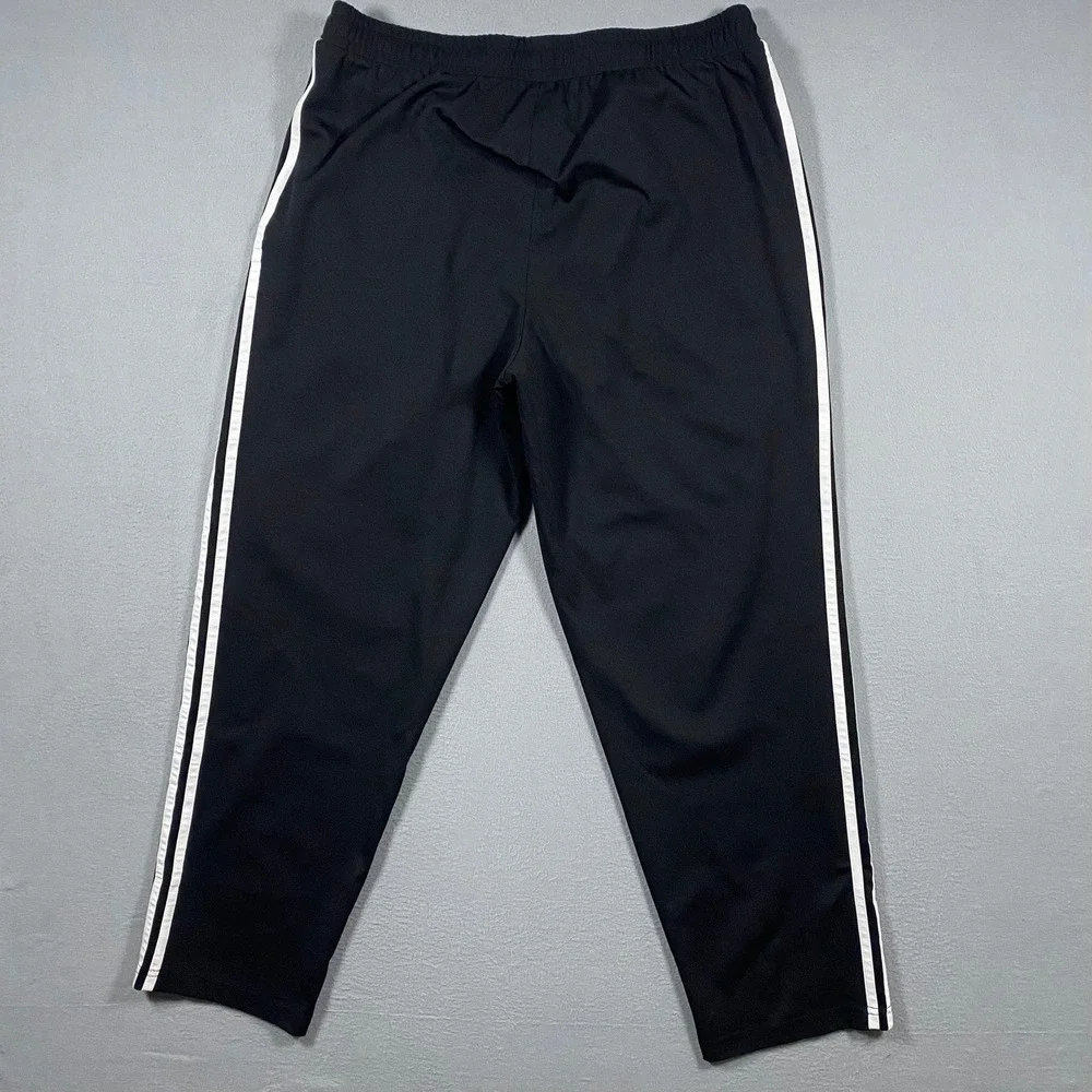 Adidas Mens Black White Three‎ Stripe Athletic Track Pants Elastic Waist XL